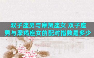 双子座男与摩羯座女 双子座男与摩羯座女的配对指数是多少